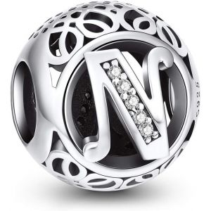 Eryi-Argent Sterling 925 Charme Lettre De L'alphabet Femmes Pearl Charms Avec 5a Zircone Compatible Pour Européen Bracelets - Neuf