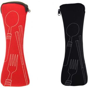 Pi&egrave;ces Boite A Couvert Transportable,Sacs &Agrave; Couverts Portables Avec Fermeture &Eacute;clair Sac De Rangement En N&eacute;opr&egrave;ne Sac De Rangement Couverts De Camping Pour Voyage De Pique-Nique &Agrave; L'&eacute;cole De Travail - Neuf