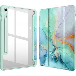 Coque Pour Samsung Galaxy Tab S10 Lite 10.9 Pouces 2025 Et Galaxy Tab S10 Fe/S9 Fe 10.9&iquest;/S9 11&iquest;,Housse Arri&egrave;re Transparente Claire Etui Antichoc Veille/R&eacute;veil Auto,Marbre &Eacute;meraude - Neuf