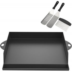 Ulteronixshop-Plaque de cuisson pour plancha pour barbecues &agrave; gaz Weber Spirit et Genesis, Enders et la plupart des barbecues &agrave; gaz, plateau de cuisson en fonte &eacute;maill&eacute;e avec spatule et grattoir - Neuf