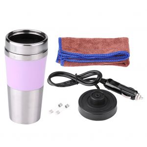 Bouilloire electrique 350 ml 12 V en acier inoxydable pour voiture, chauffe-eau, allume-cigare, rose - Neuf