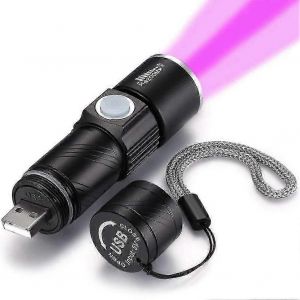 395nm uv lumi&egrave;re lampe de poche Blacklight USB rechargeable led lampe de poche - Neuf