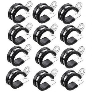 12Pcs Coussin d'air en caoutchouc Pince de c&acirc;ble en acier inoxydable Pince de tube en forme de R avec bande de caoutchouc 6 tailles - Neuf