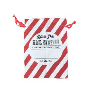 Sac cadeau de No&euml;l avec cordon de serrage &iquest; Ruban rouge en coton, 50 x 70 cm, toile r&eacute;sistante, emballage cadeau r&eacute;utilisable - Neuf