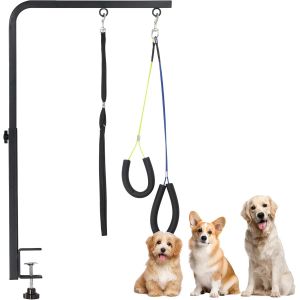 Jgd-Bras De Toilettage Avec Pince, Table De Toilettage R&eacute;glable Pour Chien Ou Animal De Compagnie - Soins Des Poils Et Coupe Des Griffes, Avec Anneau De Force Et Deux Supports Sans Assise - Neuf