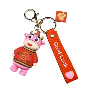 Belle Bande Dessinée Bétail Design Pendentif Porte-Clés Porte-Clés Sac Décor Accessories_Pink - Neuf