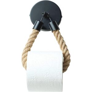 Porte Papier Toilette Vintage Porte-Serviette En Corde De Chanvre Mural Facile À Installer Porte-Papier Hygiénique En Corde De Chanvre Noir Pour Salle De Bain,Toilettes Et Cuisine[RAC62409190] - Neuf