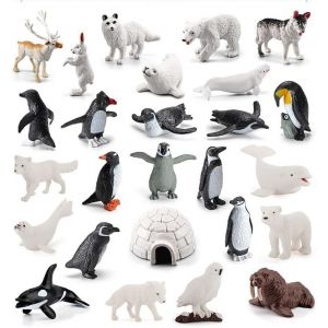 Sansh-26 Pcs Figurine Animaux Polaire Figurines Miniatures Marins En Plastique Figurine Animaux Banquise Petite Animaux Miniature Réaliste En Renard Loup Baleine Pingouin Pour Déco De Noël Cadeau - Neuf