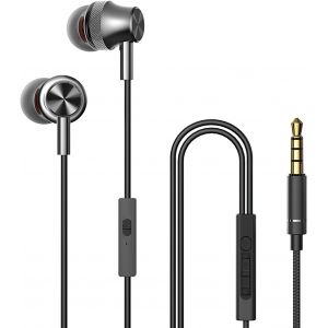 Wired Écouteurs intra-auriculaires avec Microphone 3,5 mm Bouton de Contrôle de Volume Lourds Casque Stéréo Filaire Bouchons d'oreilles, Compatible pour iPhone, Android, iPad, MP3 - Neuf