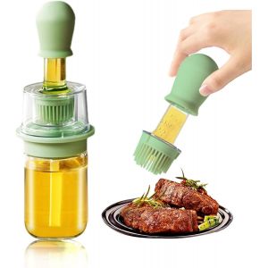 Distributeur d'huile 2 en 1 avec brosse en silicone pour barbecue,friture,pâtisserie,fabrication de crêpes 180 ml - Neuf