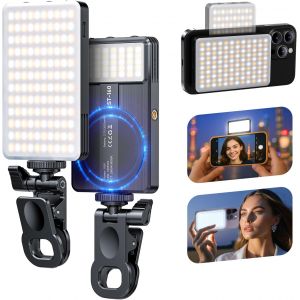 LORANKA-Magn&eacute;tique T&eacute;l&eacute;phone Mobile Selfie Lumi&egrave;re 160 LEDs, 2500-9000k Dimmable, Influencer T&eacute;l&eacute;phone Mobile Lumi&egrave;re Vid&eacute;o Professionnelle pour Vlog, Maquillage, Tiktok, Photographie - Neuf