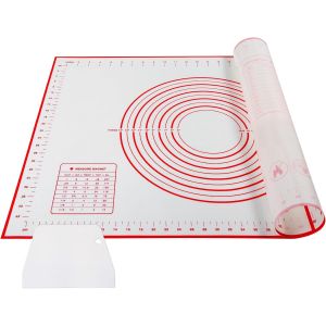 Tapis De Cuisson Silicone, 70&times;50 Cm Feuille De Cuisson Reutilisable Tapis De P&acirc;te Anti-Adh&eacute;rent Sans Bpa Avec Mesures Corne Patisserie Pour Fondant/Biscuit/Pizza, Rouge[CHU10501303] - Neuf