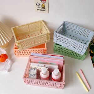 Caja de Almacenamiento Plegable Mini Pack de 4 para Escritorio Apto para Dormitorio Oficina Hogar Cocina Material Pl&aacute;stico Organizador de Escritorio - Neuf