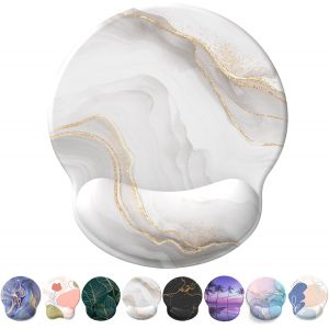 JGD-Tapis de Souris Support de Repose-Poignet, Tapis Souris Ergonomique en Gel, Tapis de Souris Frais pour Gamer, Repose Poignet Souris avec Base en PU antid&eacute;rapant (03-Marbre Blanc) - Neuf