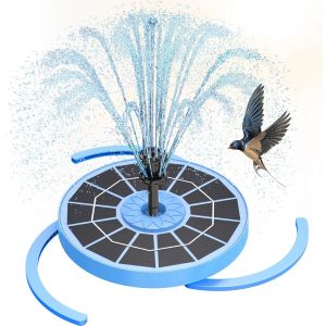 Fontaine Solaire Améliorée 2025, Pompe a Eau Solaire Flottante 3,5W avec Divers Effets Pulvérisation, Avec Vitre en Verre Bleu - Neuf