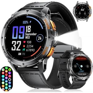 Dm4 Gps Montre Connectée Homme Avec Appels Bluetooth/Lampe De Poche,1.43"" Amoled Montre Sport Homme Avec 530mah/120+Modes Sportifs, Smartwatch Boussole Altimètre,Ip68 Pour Android/Ios - Neuf