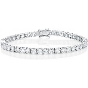 Bracelet Tennis Serti De Zircons, Bracelet Femme Argent Sterling 925, Bracelet En Rivi&egrave;re Avec Pierres De 4 Mm, Bracelet Femme En Argent Massif, Bijoux Femme En Argent - Neuf