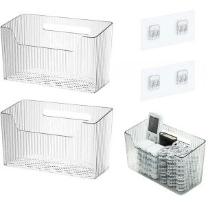 2 pi&egrave;ces Organisateur mural en panier, Organisateur de salle de bain, Organisateur de placard de cuisine, Caddy de douche Empilable Organisateur de maquillage transparent - Neuf