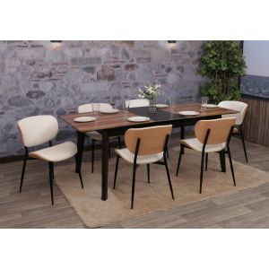 Lot de 6 chaises de salle &agrave; manger HWC-O45, chaise, bois courb&eacute; similicuir 280g/m&sup2; &Ouml;ko-Tex MVGnaturel, blanc - Neuf