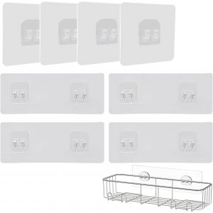 8 Pi&egrave;ces Crochet Adh&eacute;sif Double Face, Crochet Etanche Sans Couture, Sticker Crochet Adh&eacute;sif, Crochets Auto-Adh&eacute;sifs Sans Per&ccedil;age, Crochets &agrave; Colle Support de Douche, pour Etag&egrave;re D'angle de Douche - Neuf