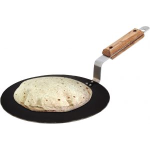 Subzonal-Tawa En Fer Pour Roti, Chapati, Dosa Loha Tawa Avec Poign&eacute;e En Bois De Qualit&eacute; Sup&eacute;rieure, 100 % Sans Toxines, Longue Dur&eacute;e, Noir - Neuf