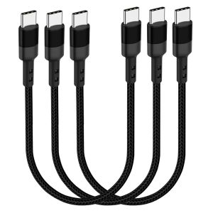 30cm USB C vers USB C câble pack de 3, 12 pouces 20v 3A type C PD câble de charge rapide compatible avec Samsung Galaxy S20 / s9 ultra note 20, pixel 4/3 XL - Neuf