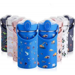 420ml Gourde Enfant Isotherme Avec Paille Bouteille Isotherme Étanche Gourde Bouteille D'eau En Acier Inoxydable Sans Bpa Pour École Sport Maternelle - Neuf