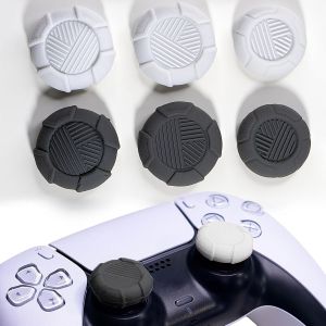 Thumbsticks Grip Joystick PS5 - FPS Capuchons Joystick PS5 Thumb Grip Manette PS4/5 Silicone Caps Accessoires Manette Controller &agrave; Aide avec Viser, R&eacute;duire Pouce Fatigue, Blanc & Noir 6 pi&egrave;ces - Neuf