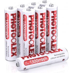 8PCS Piles Rechargeables AAA 1300 mWh, Piles AAA au Lithium 1,5 V Haute Puissance, Triple A Pile Plus de 1 600 Cycles Longue dur&eacute;e (sans Chargeur) - Neuf