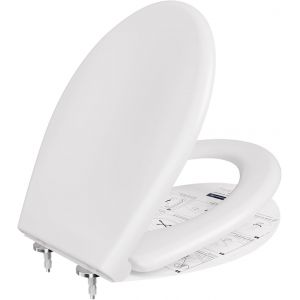 VornixorSarlshopAbattant WC avec frein de chute, cuvette toilette forme O, lunette WC en Duroplast, cuvette WC antibact&eacute;rienne, lunette de toilette inalt&eacute;rable, tr&egrave;s r&eacute;sistant, blanc universel - Neuf