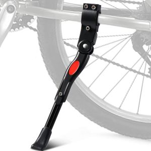 Béquilles De Vélo Réglable En Alliage D'aluminium,Hauteur Réglable Avec Pied En Caoutchouc Antidérapant,Béquille Velo Laterale,Bequille Vtt,Support Pour Vélos 20-27.5 Pouces, 451/650c-Noir, 1pc - Neuf