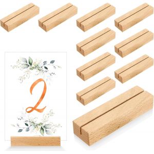 KALANKA-10 Pièces Porte Carte Bois, porte cartes photo en bois pour mariages, banquets et fêtes, porte-numéros de table en hêtre, porte-menus en bois pour restaurants - Neuf