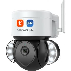 Camera Surveillance Exterieur Wifi 5Mp Tuya, Caméra Extérieure Wifi Smart Life, Détection De Mouvement, Audio Bidirectionnel, Etanche Ip66 Vision Nocturne Couleur - Neuf