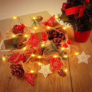 Jgd-Guirlande De No&euml;l De 3 M Avec Lumi&egrave;res - Guirlande Lumineuse &Agrave; Led - Pommes De Pin - Guirlande De Baies - Fonctionne Avec Piles - &Eacute;clairage De No&euml;l Pour Porte, Chemin&eacute;e, Int&eacute;rieur Et Ext&eacute;rieur - Neuf