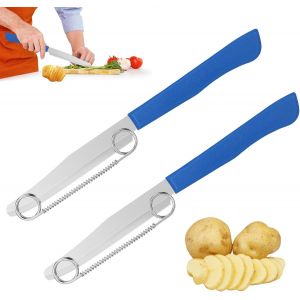 Oayew-Eplucheur 2 Pi&egrave;ces 3 En 1 Couteau Multifonction Avec Ressort Amovible Pour Un Nettoyage Facile Coupe-L&eacute;gumes Pour Trancher, Couper En D&eacute;s Et &Eacute;plucher Les Fruits Et L&eacute;gumes - Neuf