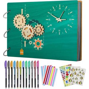 Album Photo En Bois &Agrave; Personnaliser Soi-M&ecirc;me-Album De Scrapbooking-60 Pages Noires-Avec Kit D'accessoires - Neuf