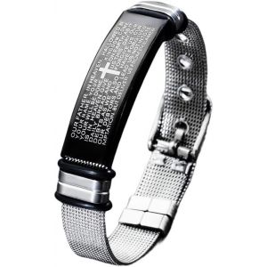 Bracelet Biblique Pour Hommes,Bracelet Jonc Croix Pour Garçons,Bracelet Bible Croix,Bracelet Manchette Verset Biblique,Bracelet D'écriture De Croix Chrétienne,Bijoux De La Sainte Bible En Croix - Neuf