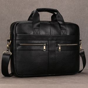 Newsbirds-Sac d'ordinateur en cuir véritable pour homme,étui à bombes pour homme,sac fourre-tout pour homme d'affaires,couche de médecin,15 ",6" - Design 1 Black - Neuf