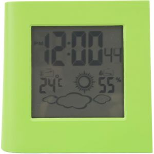 Kal-Réveil Numérique, Batterie Solaire, Réveil Double Énergie Avec Capteur De Température Et D'humidité, Prévisions Météorologiques, Température Et Humidité, Réveil Pour Serre Domestique(Vert) - Neuf