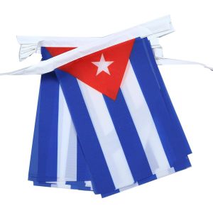 Mevronisshop-Guirlande Drapeau Cuba - 6 Mètres Avec 20 Fanions Cubain De 21x14 Cm - Petits Drapeaux 100% Polyester - 60g - Neuf