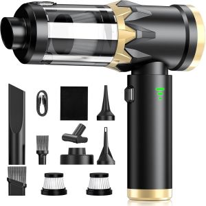 VornixorSarlshopAspirateur Voiture 4 en 1, 25000Pa Aspirateur &agrave; Main Voiture Puissant sans Fil, Moteur sans balais 105000 TR/Min, vidage par Simple Pression, pour Bureau - Neuf