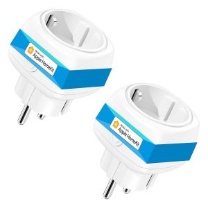 Prise Connectée Mini (Type F), Lot De 2 Prise Wifi Compatible Avec Homekit, Apple Watch, Alexa, Google Home Et Smartthings, 10A Prise Intelligente Avec Commande Vocale Et Contrôle [MAT790092] - Neuf