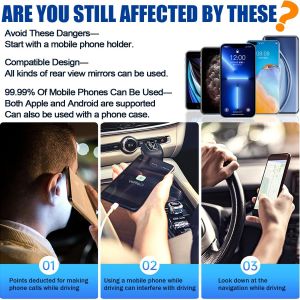 Support T&eacute;l&eacute;phone Voiture, Support R&eacute;troviseur Telephone Voiture, Support De T&eacute;l&eacute;phone Pour Voiture R&eacute;troviseur, Porte T&eacute;l&eacute;phone Voiture, Support De T&eacute;l&eacute;phone De Voiture Rotatif 360 - Neuf