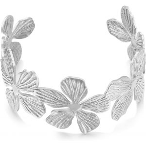 Eryi-Gros Bracelets Manchette En Or Pour Femme - Bracelet Vintage Doré Avec Fleur Et Papillon - Style Bohème - Large Ouverture - Bracelet Plastron Doré Mat - Neuf