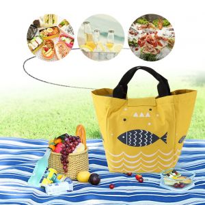 HJLIAN Sac a lunch portable, sac de rangement avec couche epaisse et isolante pour pique-nique (jaune) - Neuf