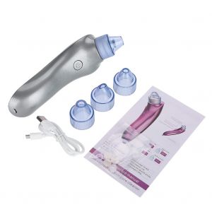 Aspirateur A 4 Tetes Remplacables Pour Points Noirs, Pores, Acne, Nettoyage Par Aspiration, Soins Du Visage, Gris - Neuf