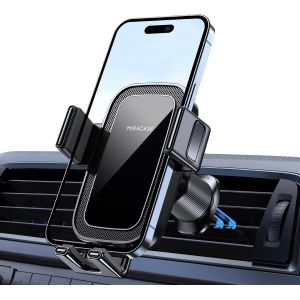 Mdy-Support Téléphone Voiture, [2024 Double Crochet Métallique Amélioré] 360° Rotation Porte Voiture Telephone Pour Grille D'aération De Voiture Compatible Avec Tous Les Smartphones - Neuf