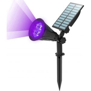 Spots Solaires &Agrave; Led Super Lumineux 250 Lm Pour Ext&eacute;rieur, Jardin, Paysage, Lumi&egrave;re Violette, Allumage Automatique La Nuit/Arr&ecirc;t Automatique Le Jour, Mur, Piscine - Neuf