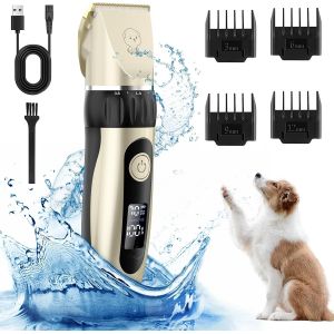 Tondeuse Chien,Professionnelle Poil Long Epais Tondeuse, Chat Faible Bruit Pour Tailler, Avec Ecran Lcd Et 4 Accessoires De Peigne, Convient Petits Chiens Chats Animaux Aux - Neuf