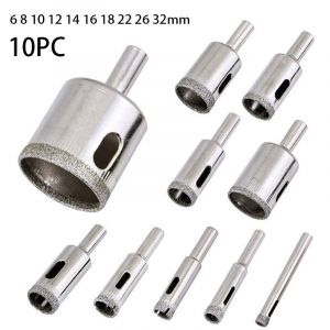 10Pcs 6-32mm Tuile Foret Céramique mèches de Verre mèche Céramique Diamant Grain Trou de Marbre Foret du Trou de Forage au Diamant Recouvert de Foret - Neuf